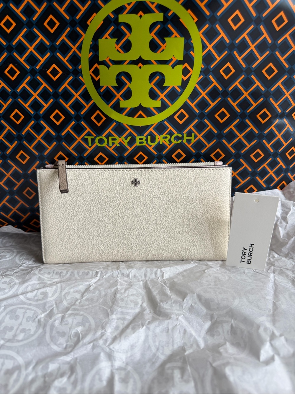Tory Burch Colorblock Slim Envelope Wallet Warm White Pink